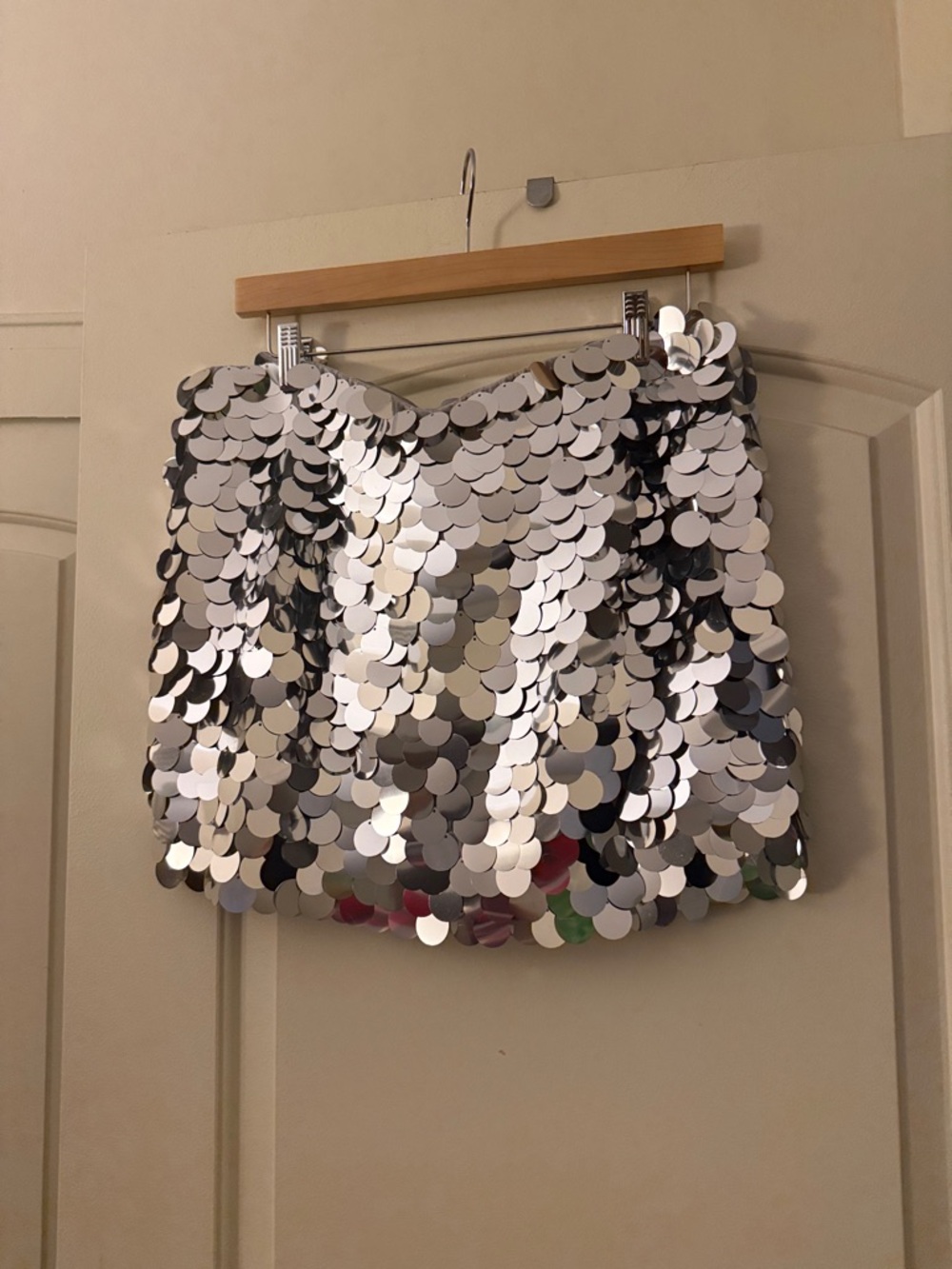 Zara Silver Sequin Mini Skirt - Picture 5 of 6